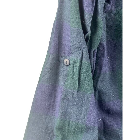 Plassy Checkered Button-Up Shirt Medium Green & Navy Long Sleeves Oversized - Picture 5 of 6